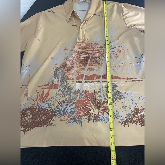 VTG Spire California tan polyester polo w/ tropical design sz Tall XXL - Picture 9 of 11